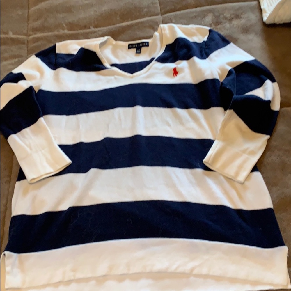 🐎Ralph Lauren Nautical striped V Neck🐎